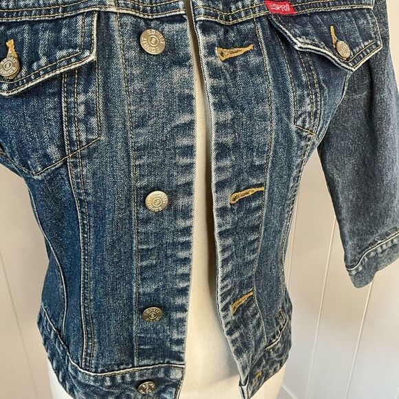 Esprit Womens Size Small Denim Jean Jacket Blue Pockets Long Sleeve Wide Seams - Picture 4 of 16
